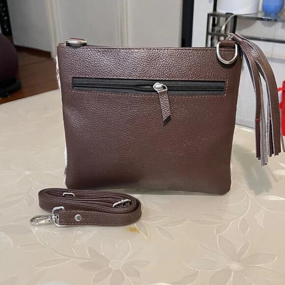 Women’s Western Cowhide Leather Tote Bag | Black & White Hair-On Hide Purse - Picture 3 of 8